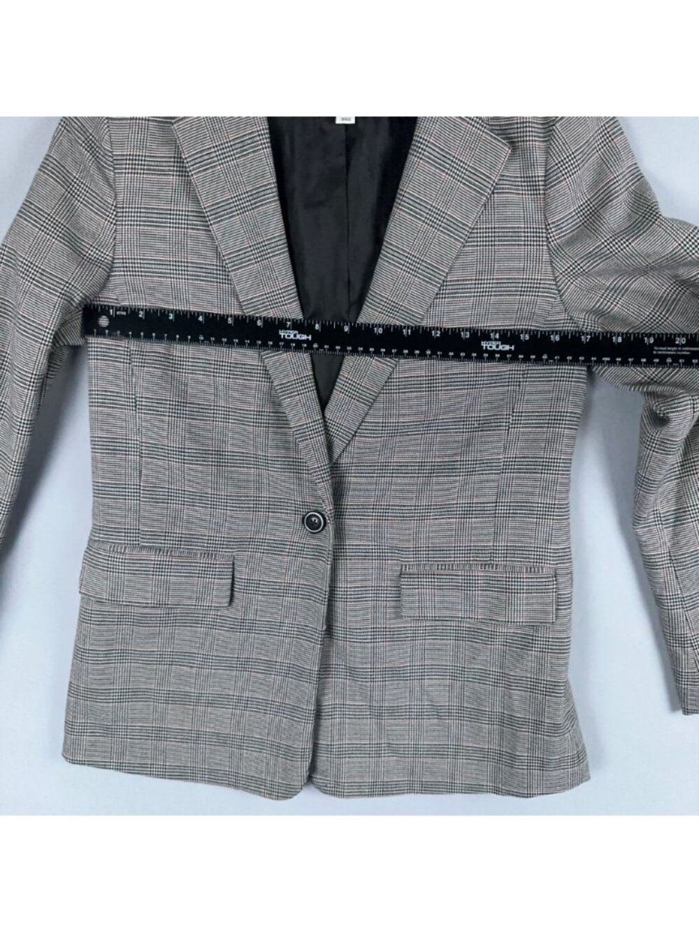 GAP Plaid Blazer Jacket Womens Size 4 Gray Black One-Button Single Breasted - Picture 8 of 12